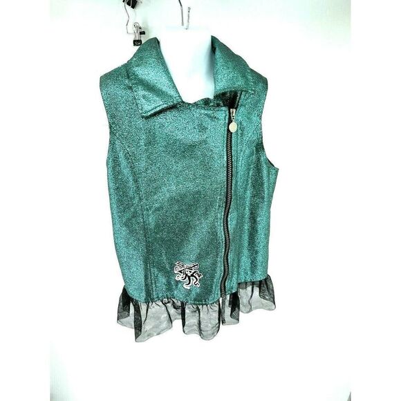Disney Girls Descendents 2 Una Sparkly Vest Teal Black Ruffle Moto - Picture 11 of 11